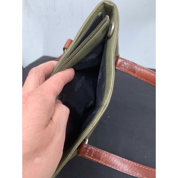 Fossil Keyper Green Brown Leather Shoulder Bag Missing Crossbody Strap - Picture 13 of 13